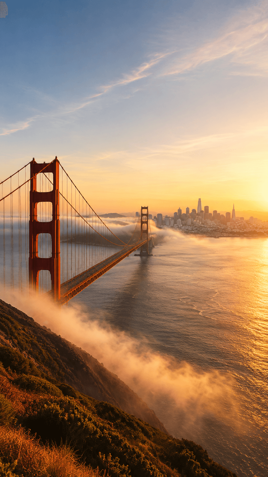 Golden Gate Bridge emerging from fog — the bridge from administrative drag to operational clarity