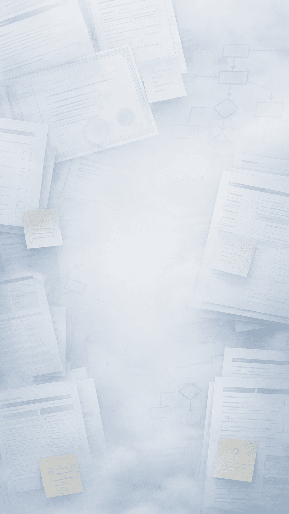 ACORD forms scattered in fog — the daily administrative drag