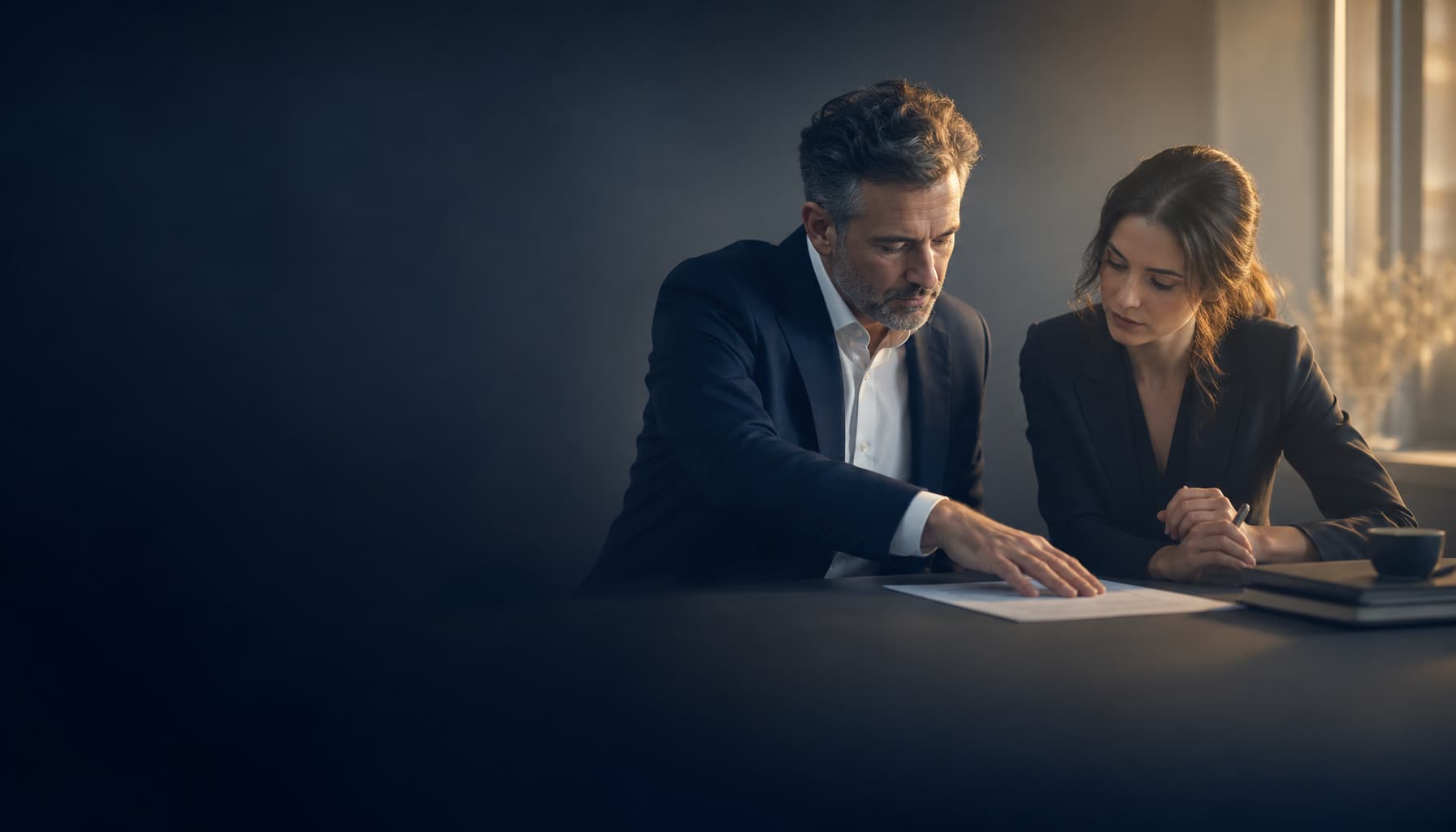 Two professionals reviewing work together — humans stay in control